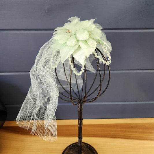 60s Green Floral Hairpiece