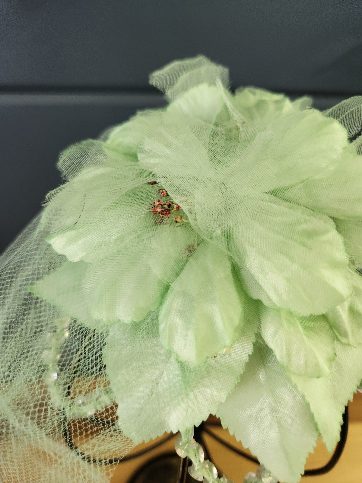 60s Green Floral Hairpiece