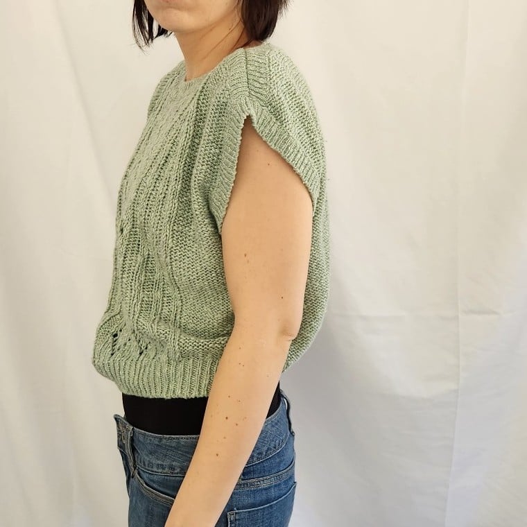 90s Linen and Cotton Green Sleeveless Sweater