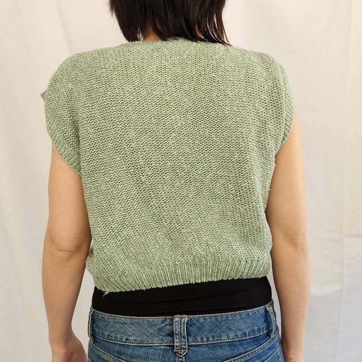 90s Linen and Cotton Green Sleeveless Sweater