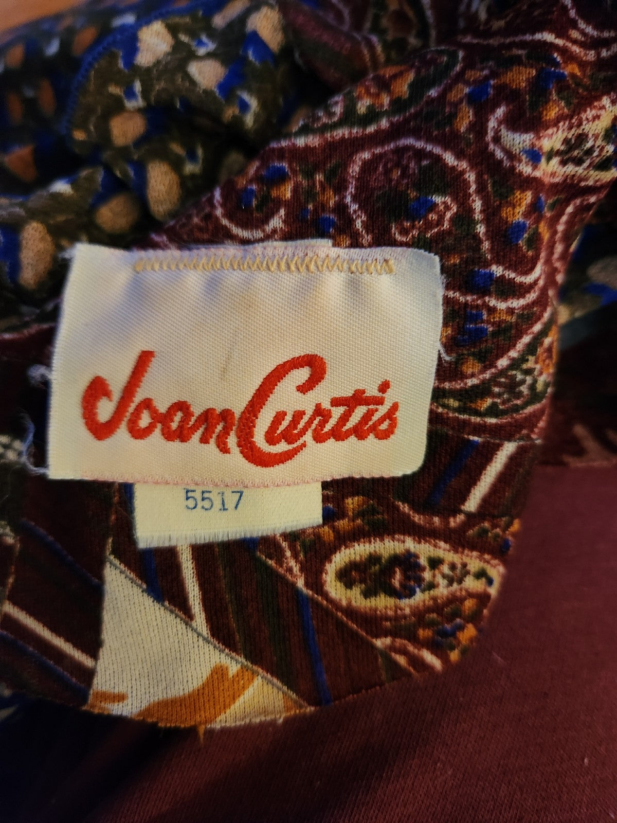 70s Brown Blue and Purple Fall Midi Dress