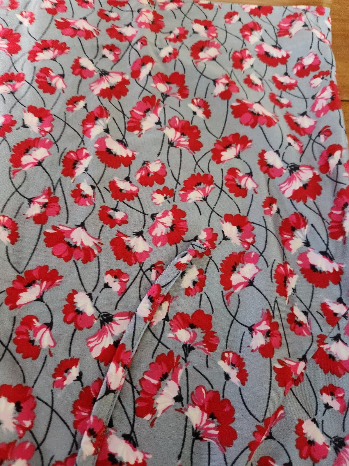 70s Home Made Gray and Red Floral Top