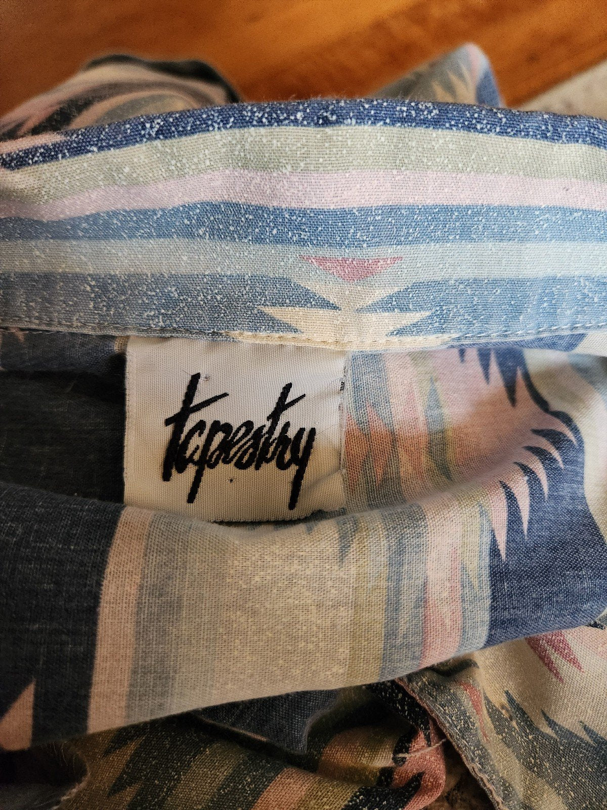 80s Blue and Pink Southwest Inspired Shirt