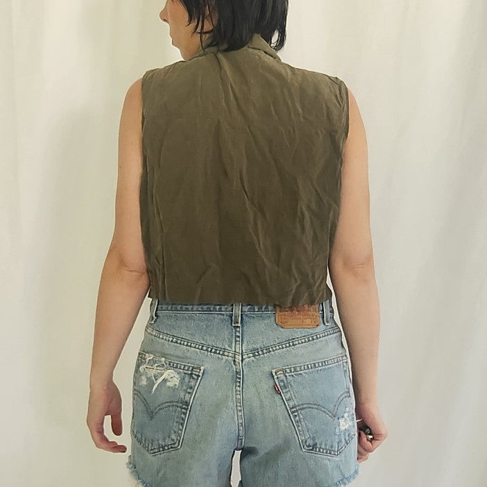 90s Olive Green Cropped Sleeveless Top