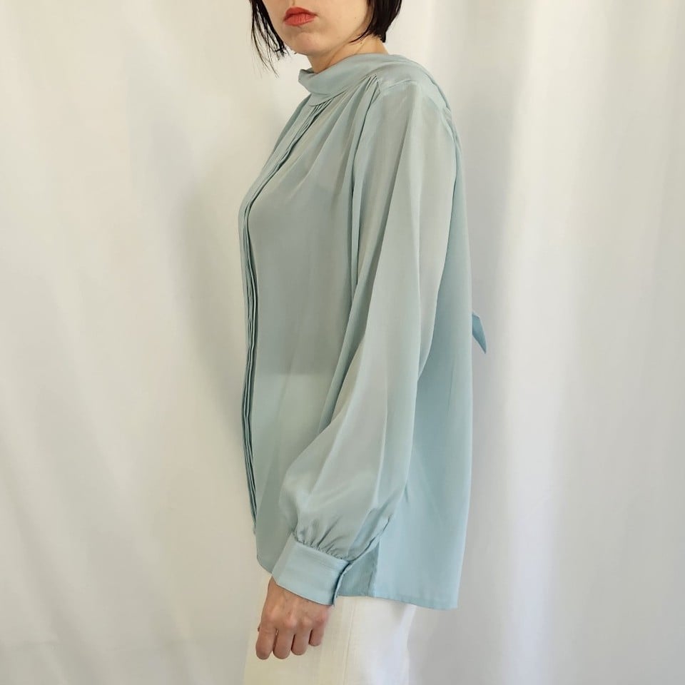 80s/90s Blue Pleated Blouse