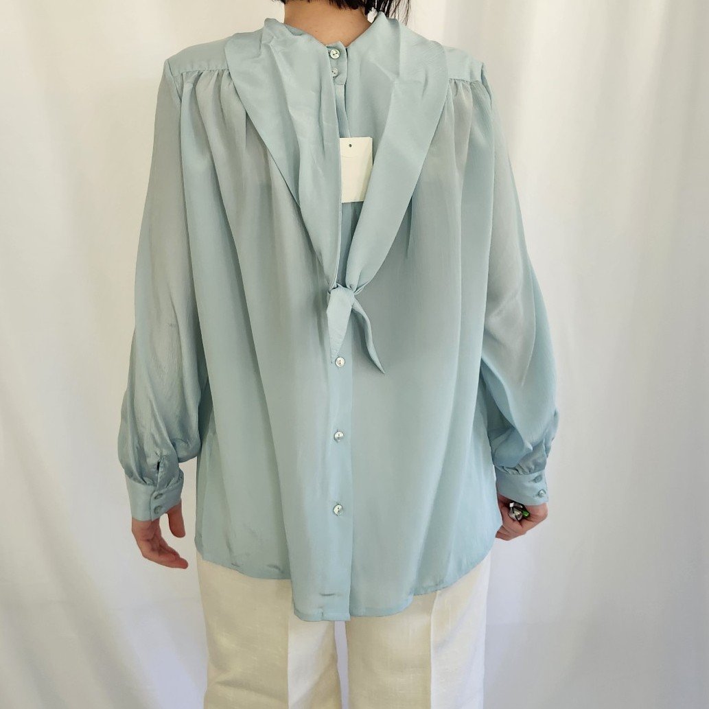 80s/90s Blue Pleated Blouse