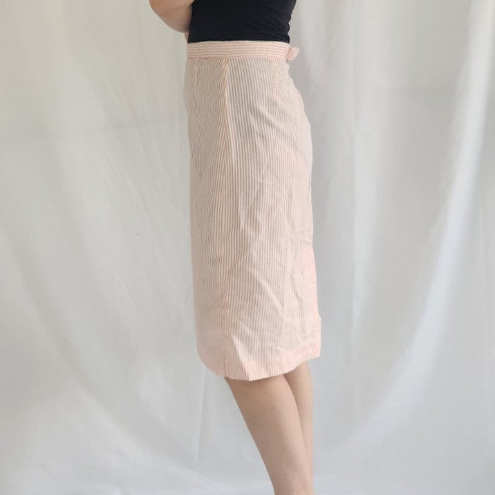 60s/70s Home Made Pink and White Striped Skirt