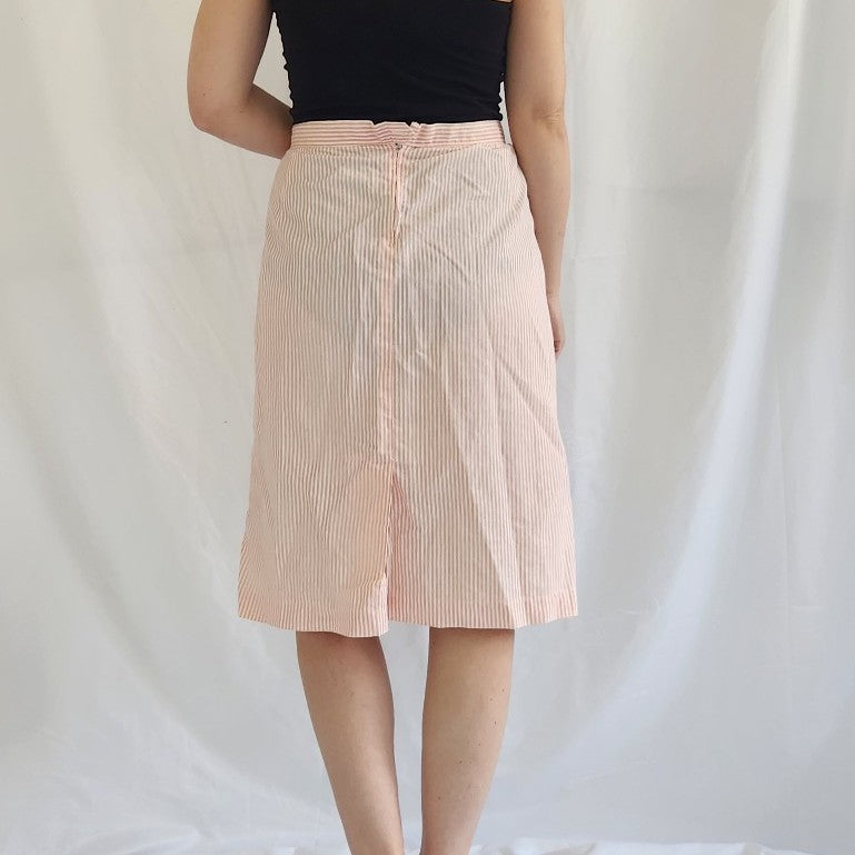 60s/70s Home Made Pink and White Striped Skirt