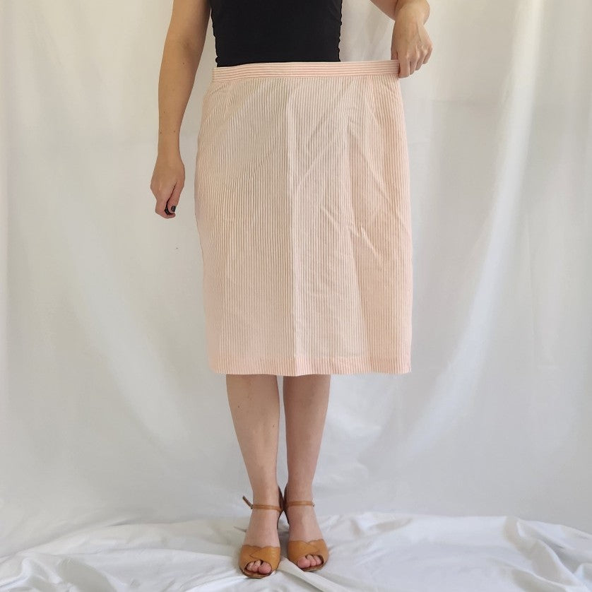 60s/70s Home Made Pink and White Striped Skirt