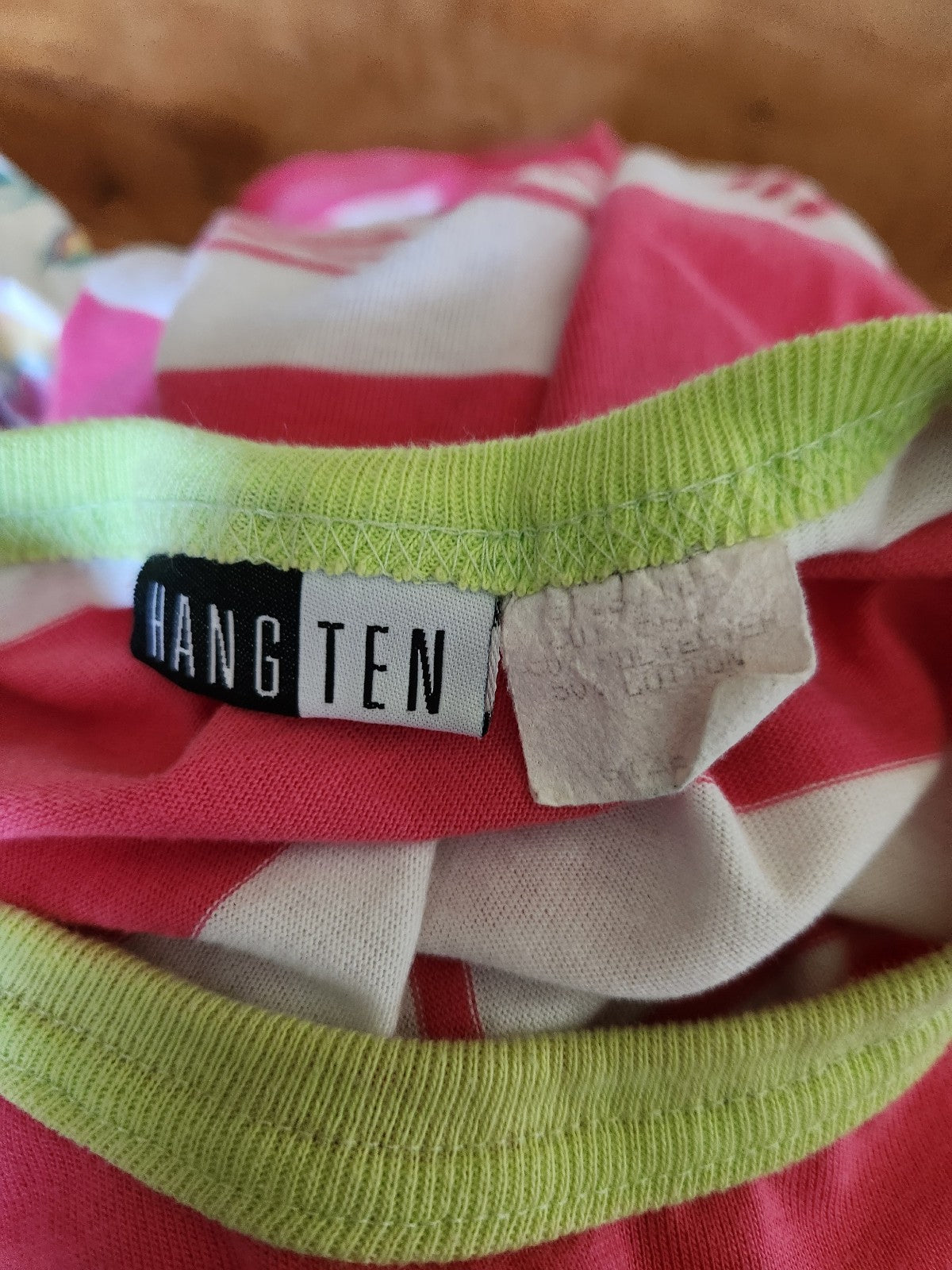 90s Hang Ten Pink and White Striped Pocket Tee