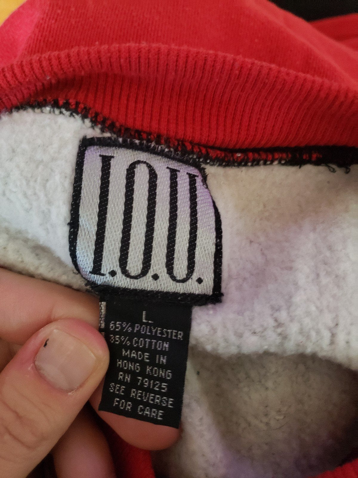 90s I.O.U Red and Black Crew Neck