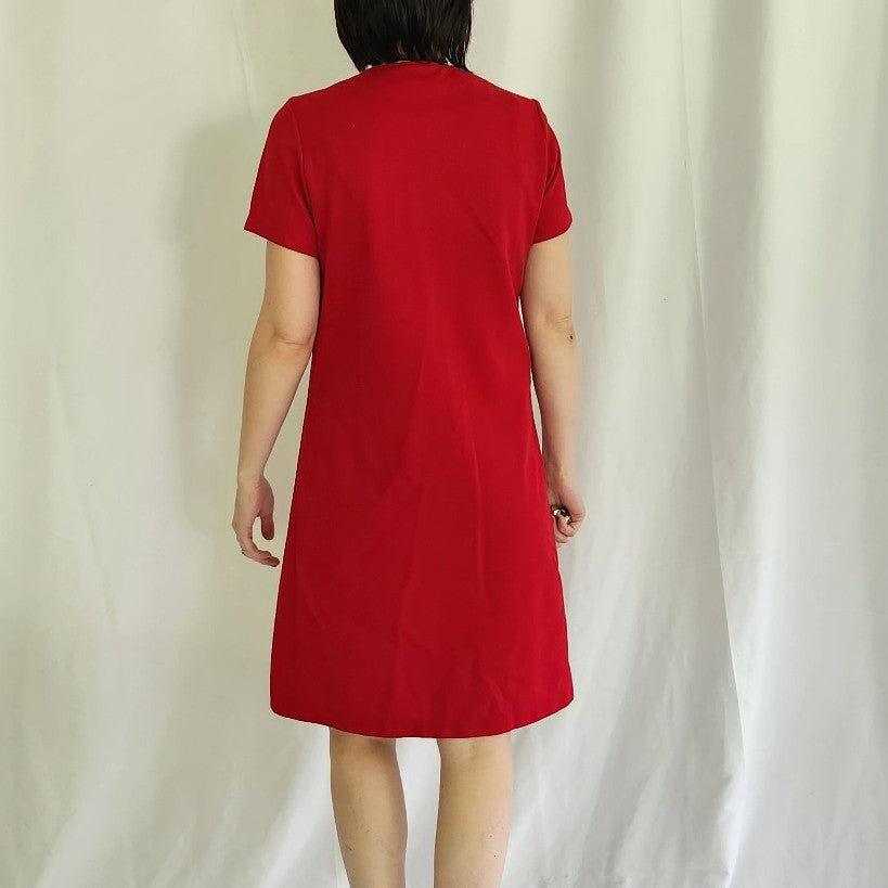 70s Red Shirt Sleeve Dress