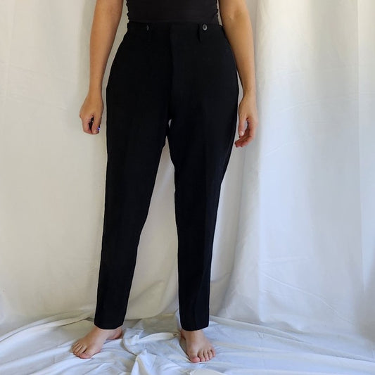 Vintage Black Wool Tuxedo Style Trousers