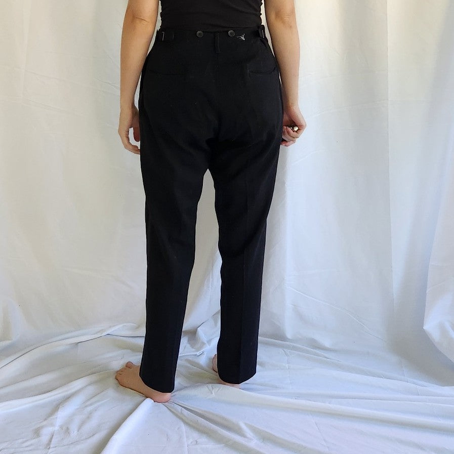Vintage Black Wool Tuxedo Style Trousers