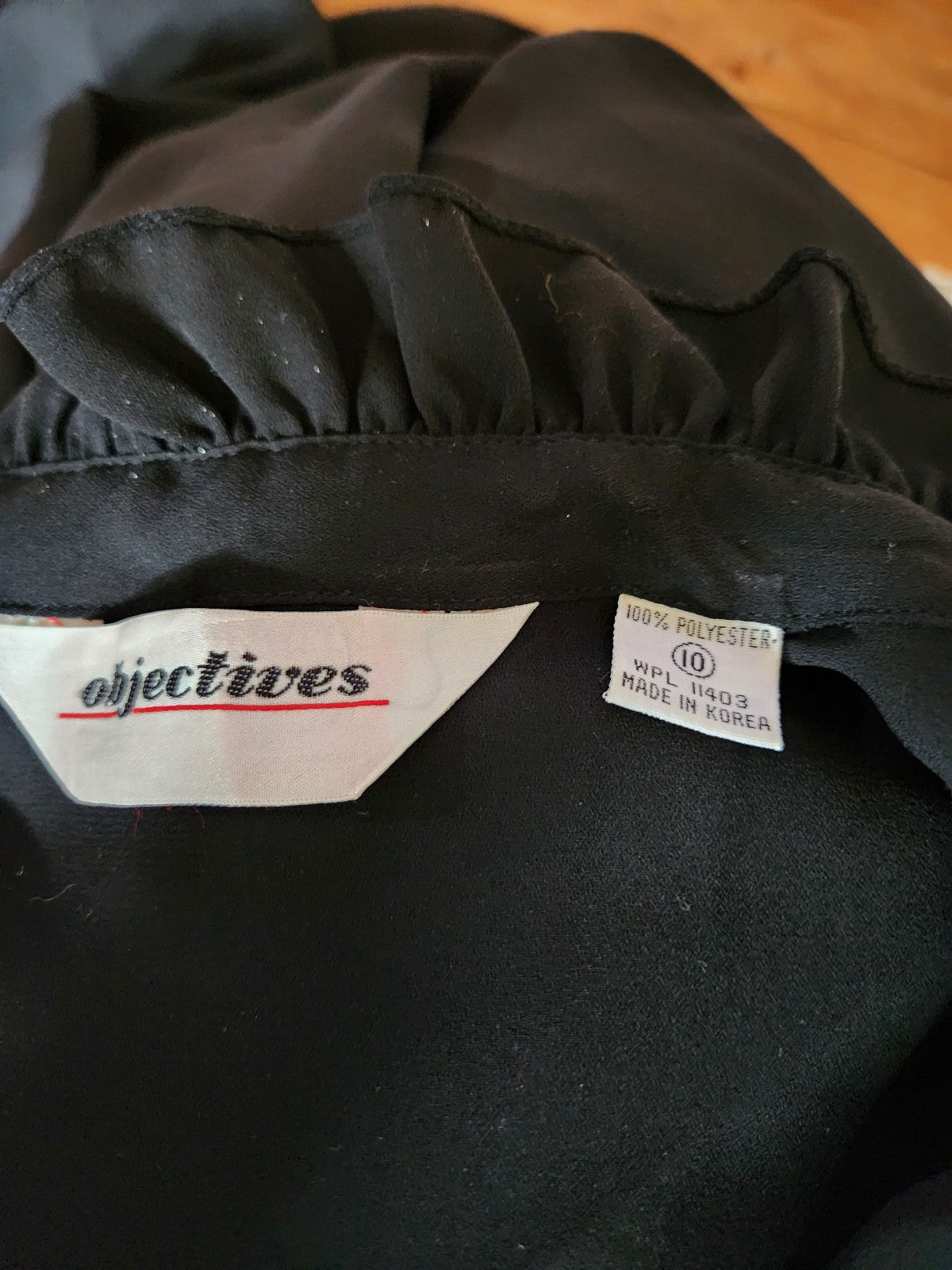 80s Black High Neck Blouse