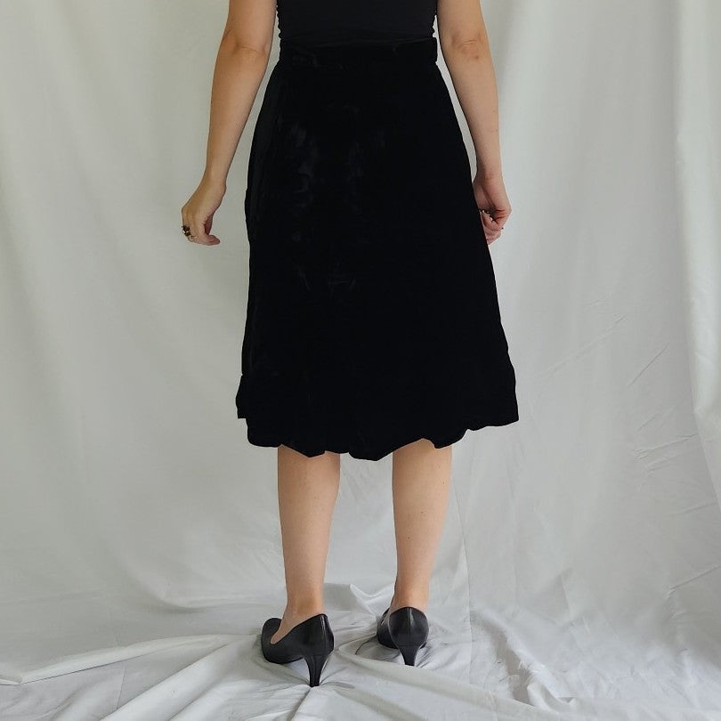90s Black Velvet A Line Skirt