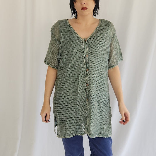 90s Sage Green Whimsigoth Layered Top