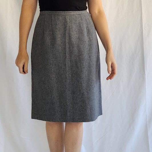 80s Gray Wool Pencil Skirt