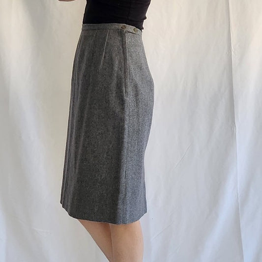 80s Gray Wool Pencil Skirt