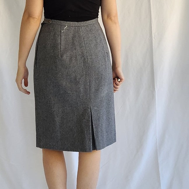 80s Gray Wool Pencil Skirt