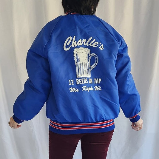 80s Blue and Red Wisconsin Bar Jacket