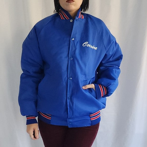 80s Blue and Red Wisconsin Bar Jacket