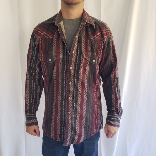 90s Red and Green Striped Flannel Shirt