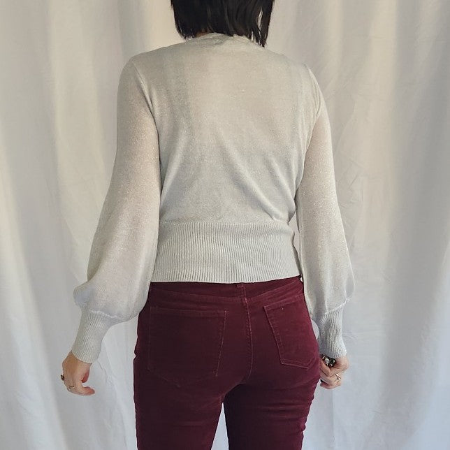 70s Silver Scoop Neck Knit Top