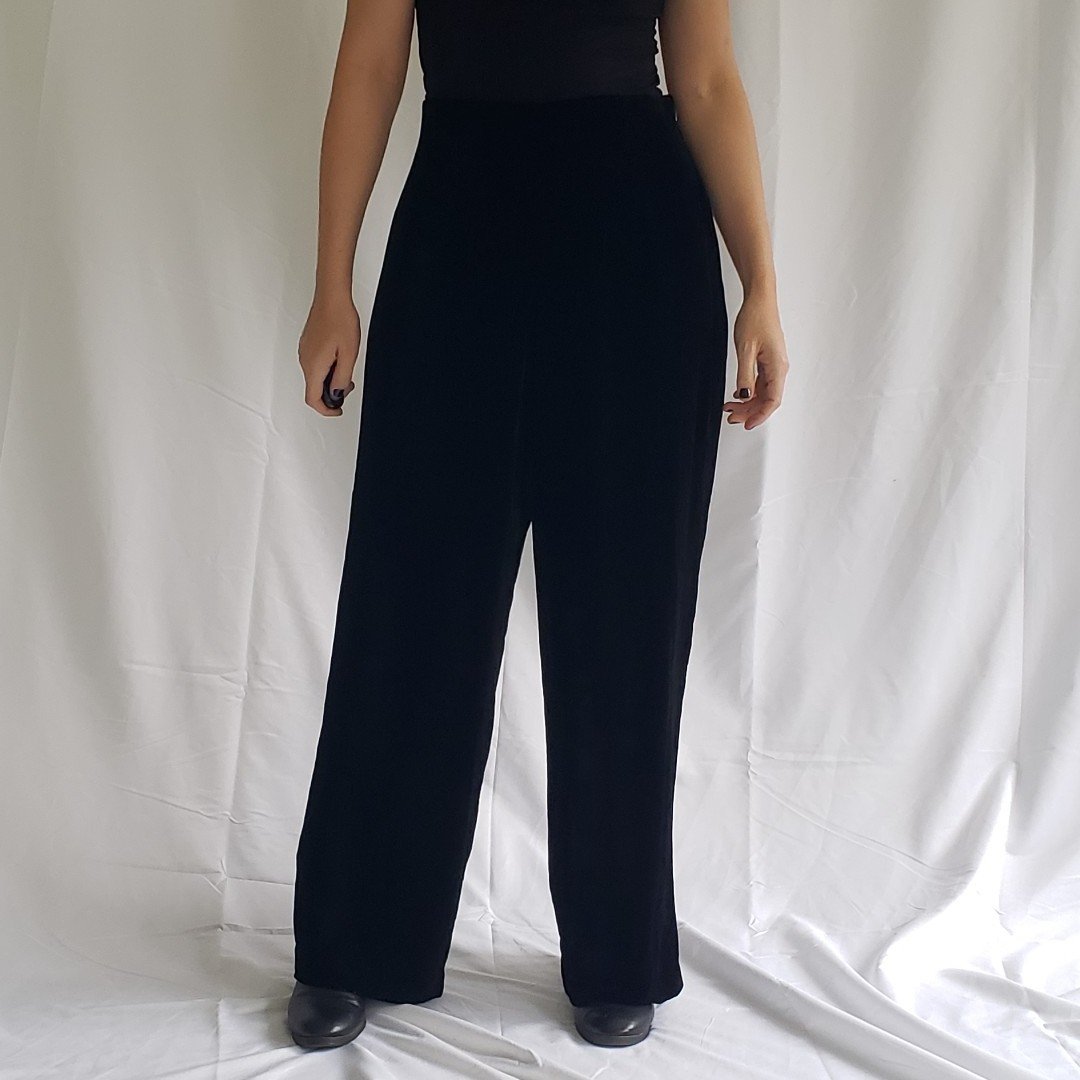 90s Silk Black Velvet Pants