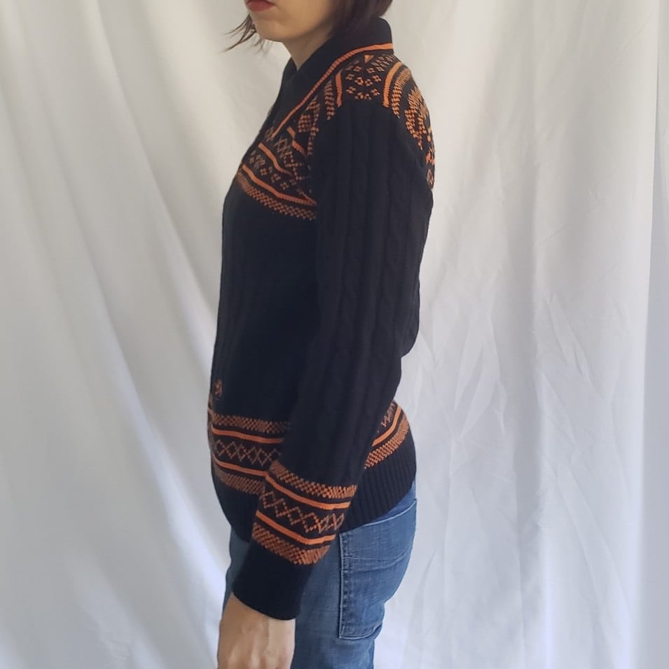 70s Black and Orange Arctic Cat Sweater