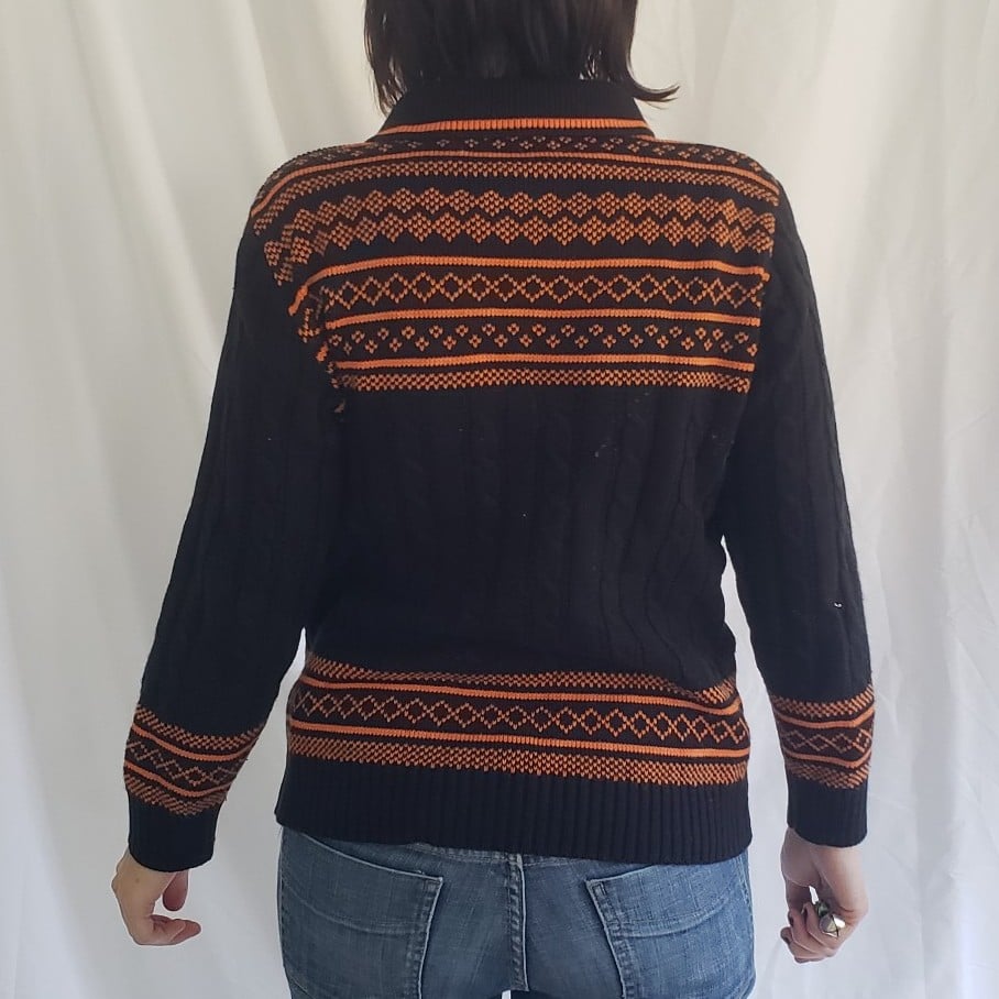 70s Black and Orange Arctic Cat Sweater