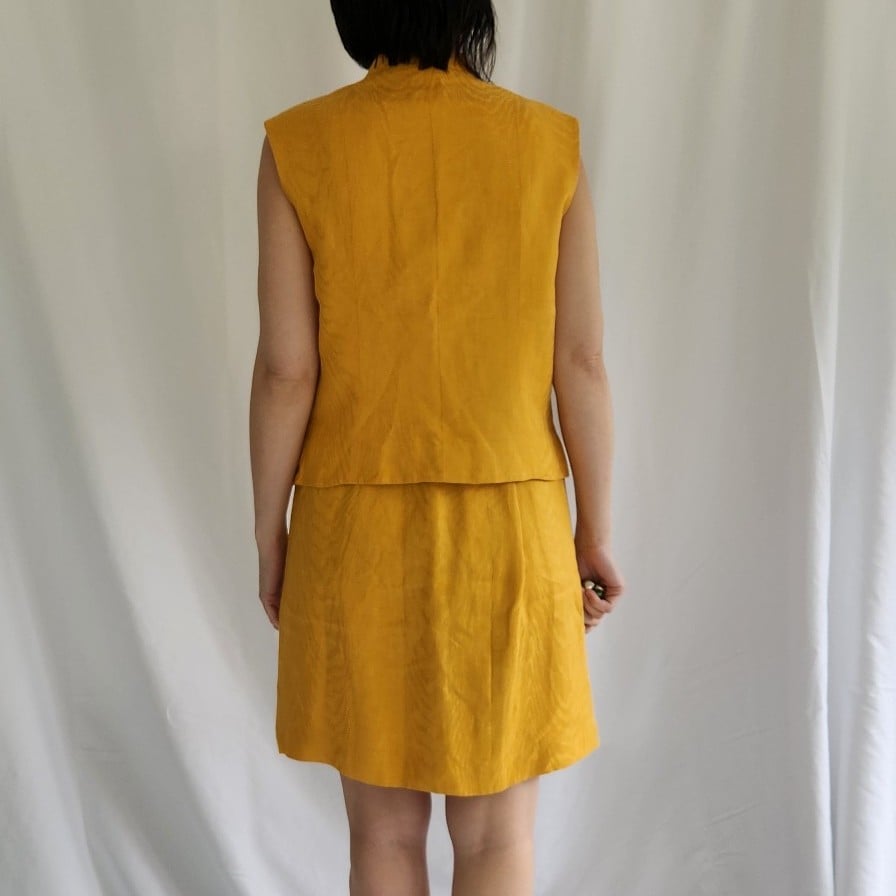 80s/90s Yellow Linen Skirt Set