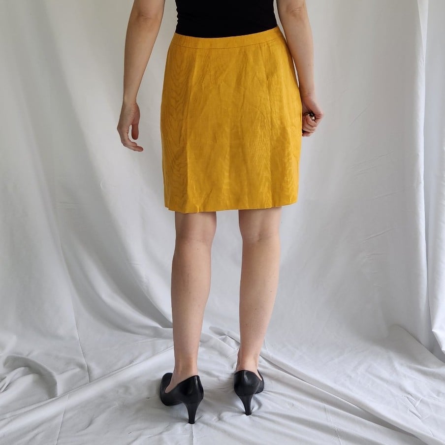 80s/90s Yellow Linen Skirt Set