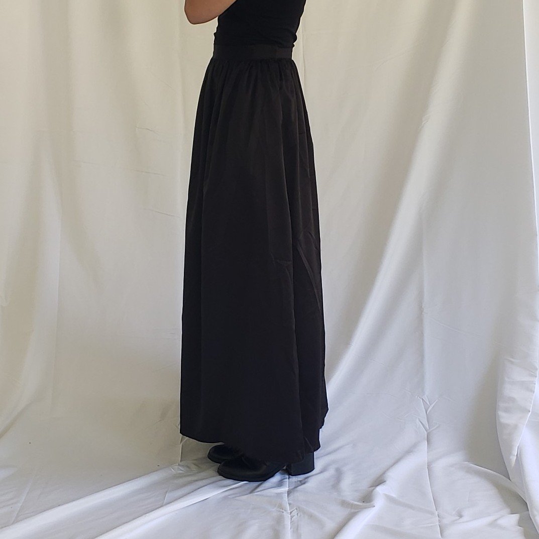 90s Homemade Black Satin Maxi Skirt