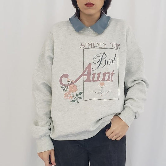 90s Simply The Greatest Aunt Collared Sweatshirt