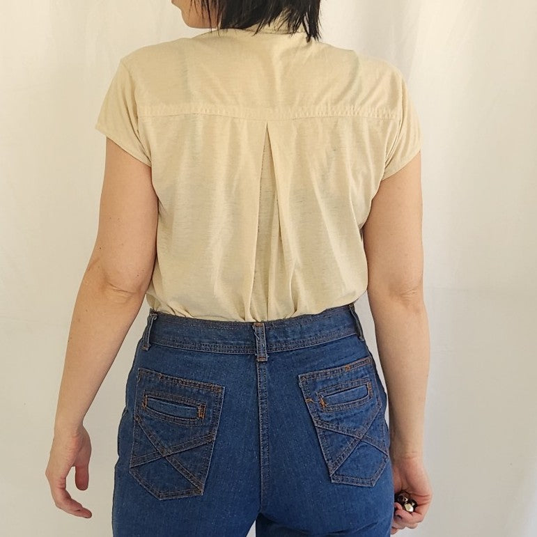 70s Tan Short Sleeve Button Down Shirt