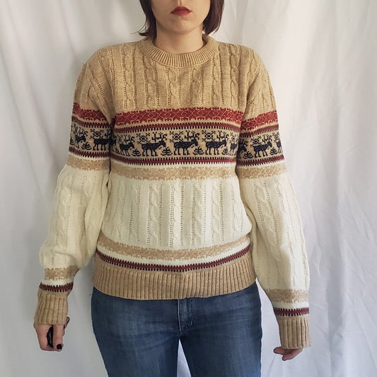 70s Jantzen Tan and White Wool Sweater