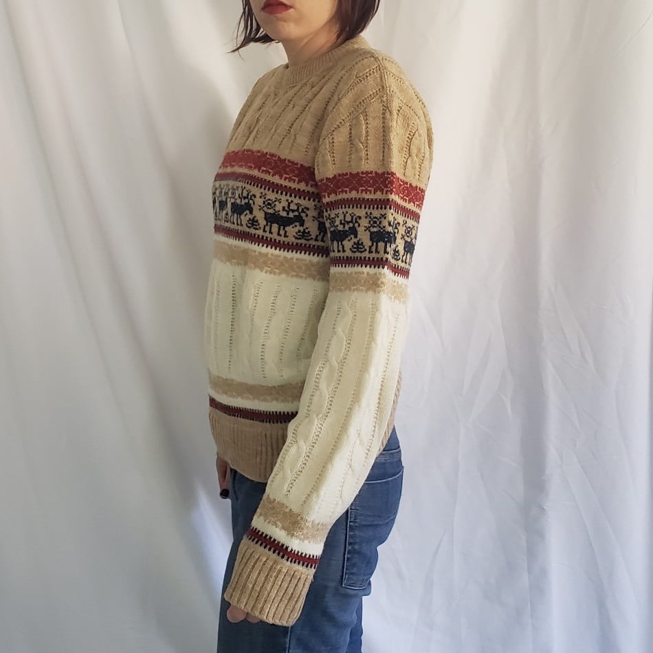 70s Jantzen Tan and White Wool Sweater