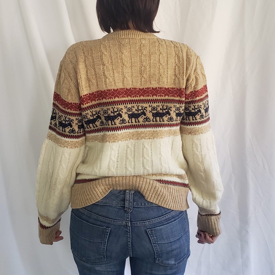 70s Jantzen Tan and White Wool Sweater