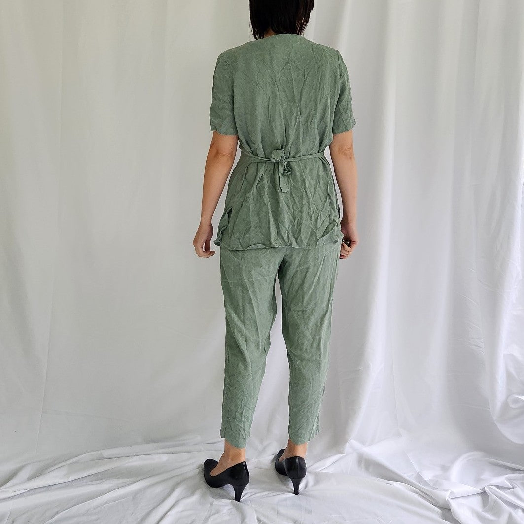 90s Green Top and Pants Set