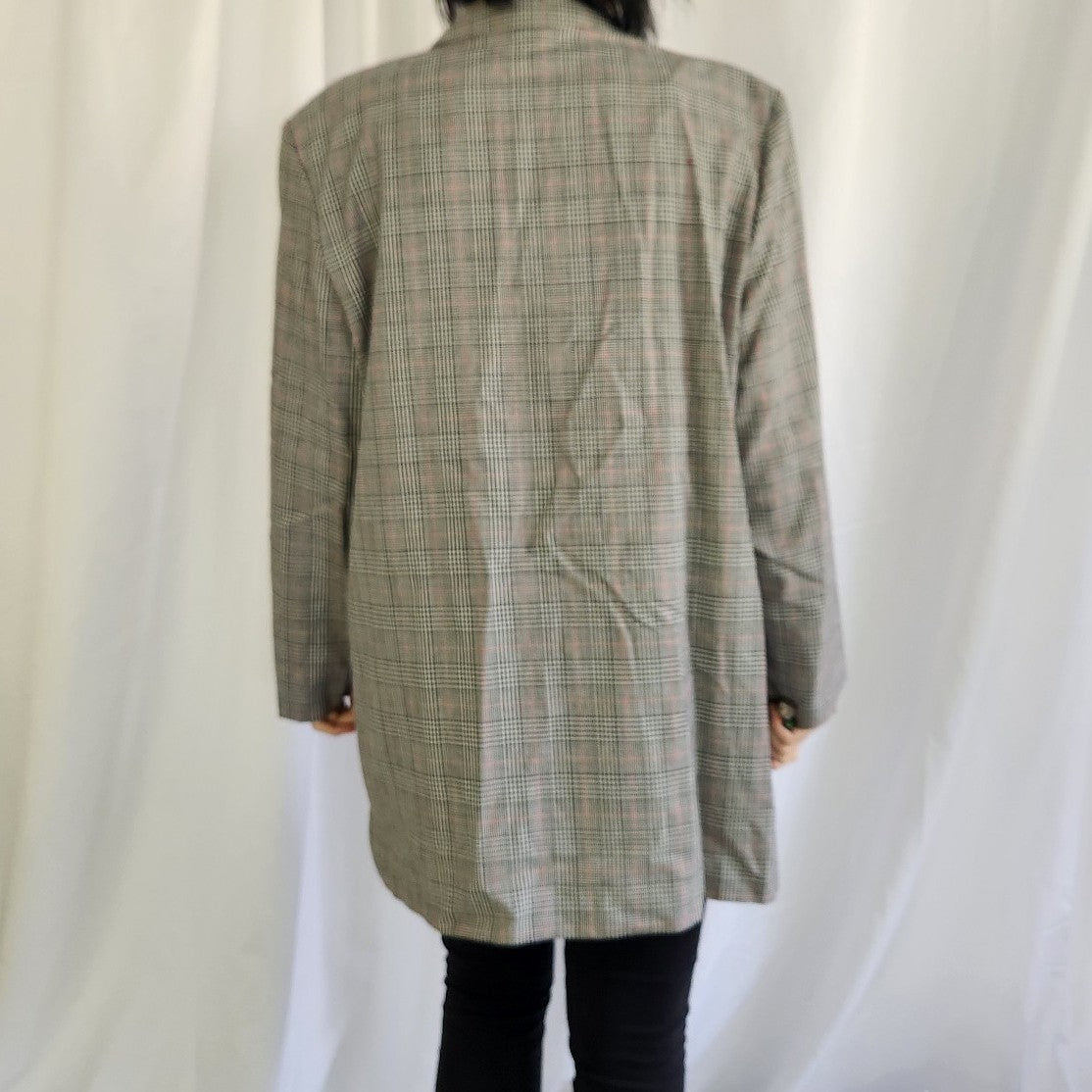 90s Black and White Plaid Blazer
