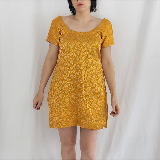 60s(?) Yellow and Gold Mod Mini Dress