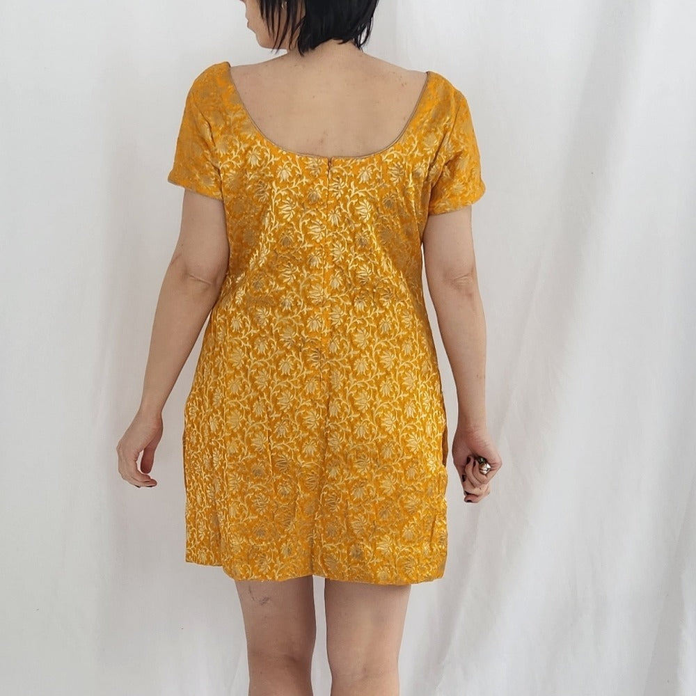 60s(?) Yellow and Gold Mod Mini Dress