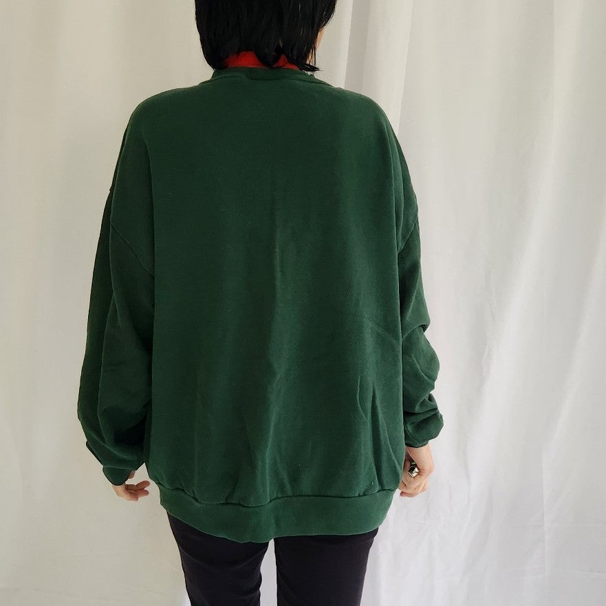 90s/00s Green Winter Theme Sweatshirt