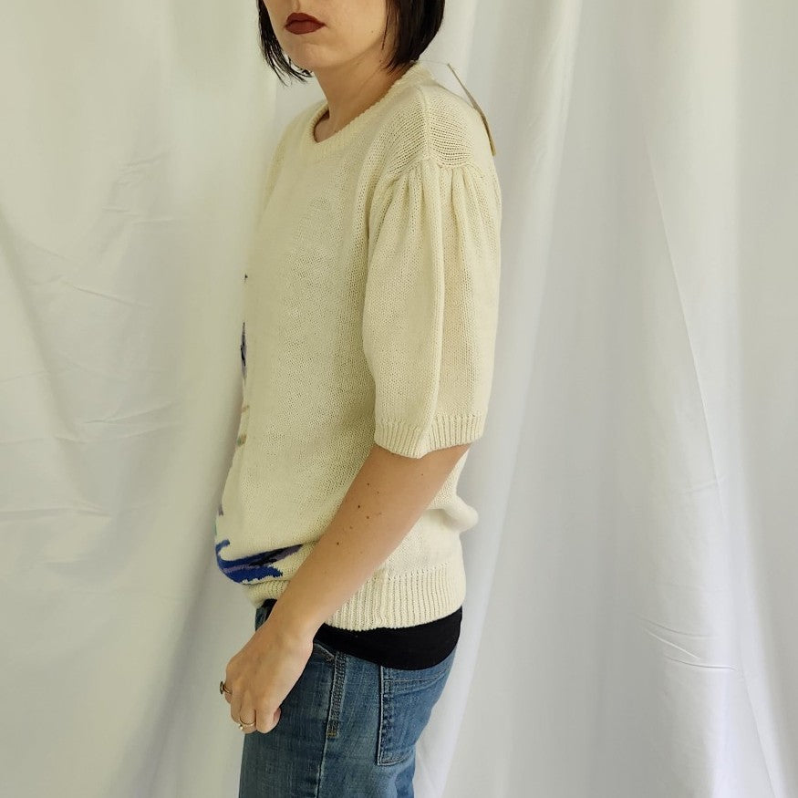 90s Deadstock Cream Short Sleeve Sweater