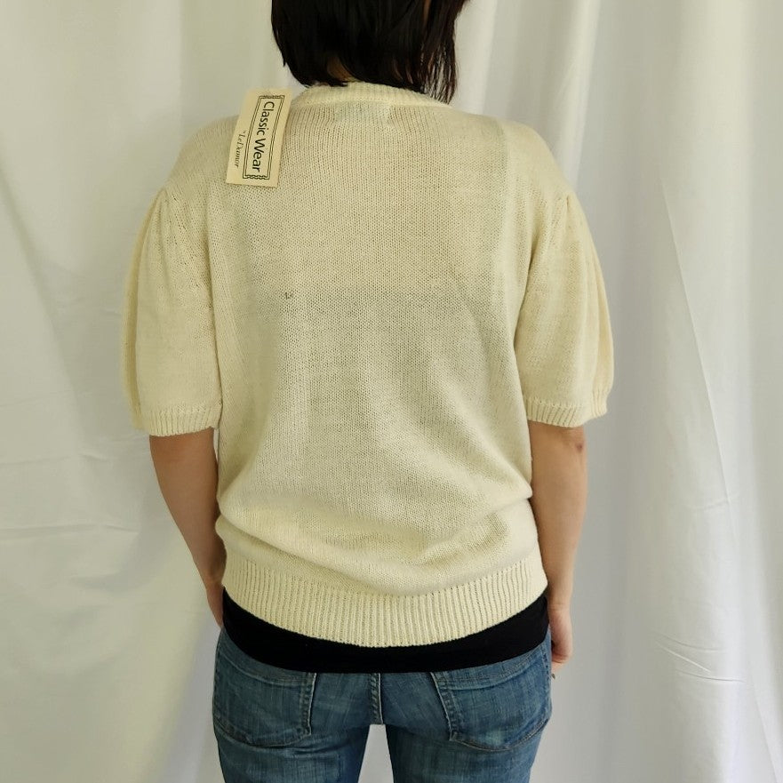 90s Deadstock Cream Short Sleeve Sweater