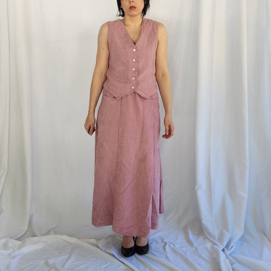 90s(?) Home Made Pink Vest and Maxi Skirt Set