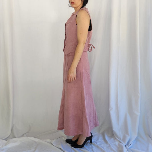 90s(?) Home Made Pink Vest and Maxi Skirt Set