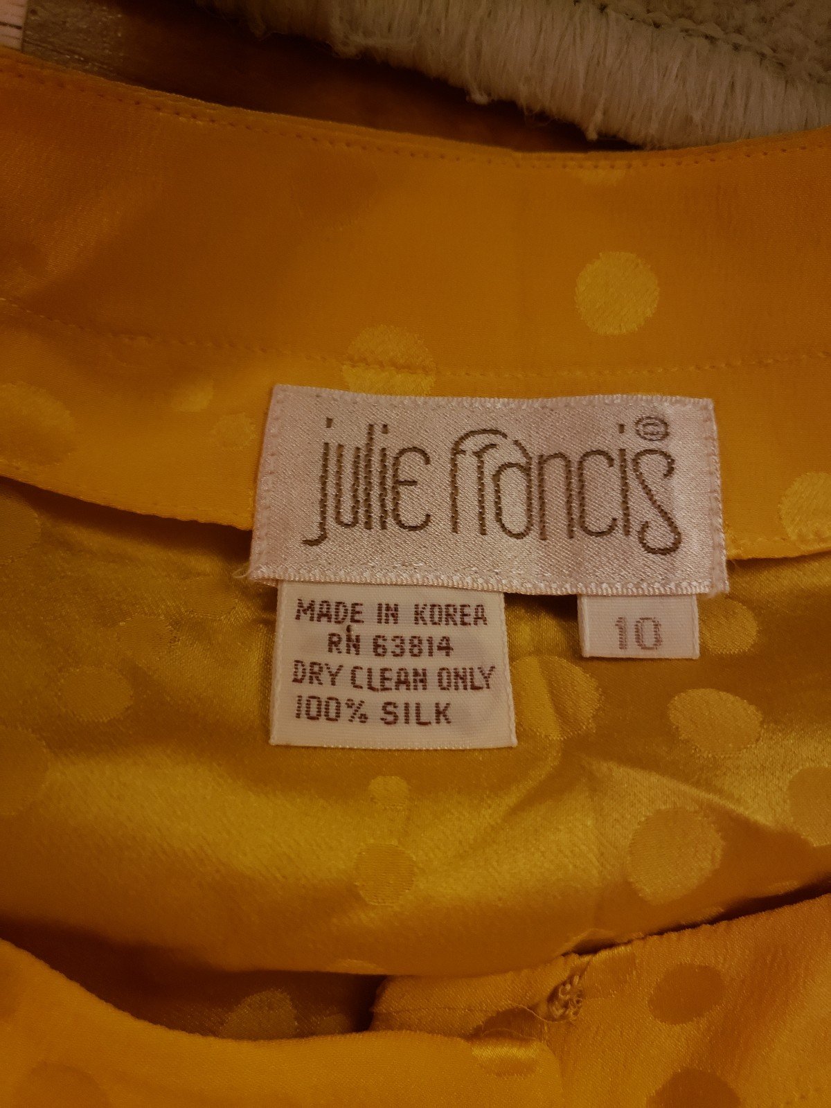 80s Yellow Polka Dot Silk Blouse