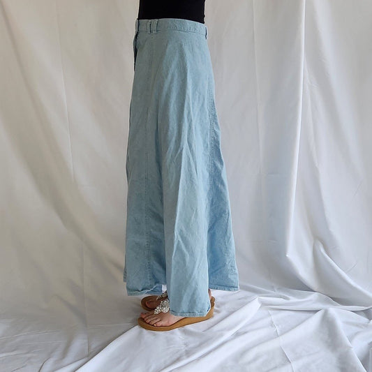90s/Y2K Denim Button Down Maxi Skirt